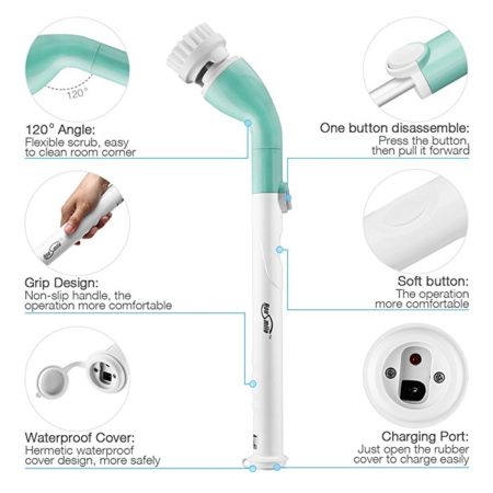 Housmile Electric Spin Scrubber Cordless Tub And Tile With Housmile Electric Spin Scrubber Cordless Tub And Tile With 3 Packs Cleaning Brush Heads 1 Extension Handle Adapter For